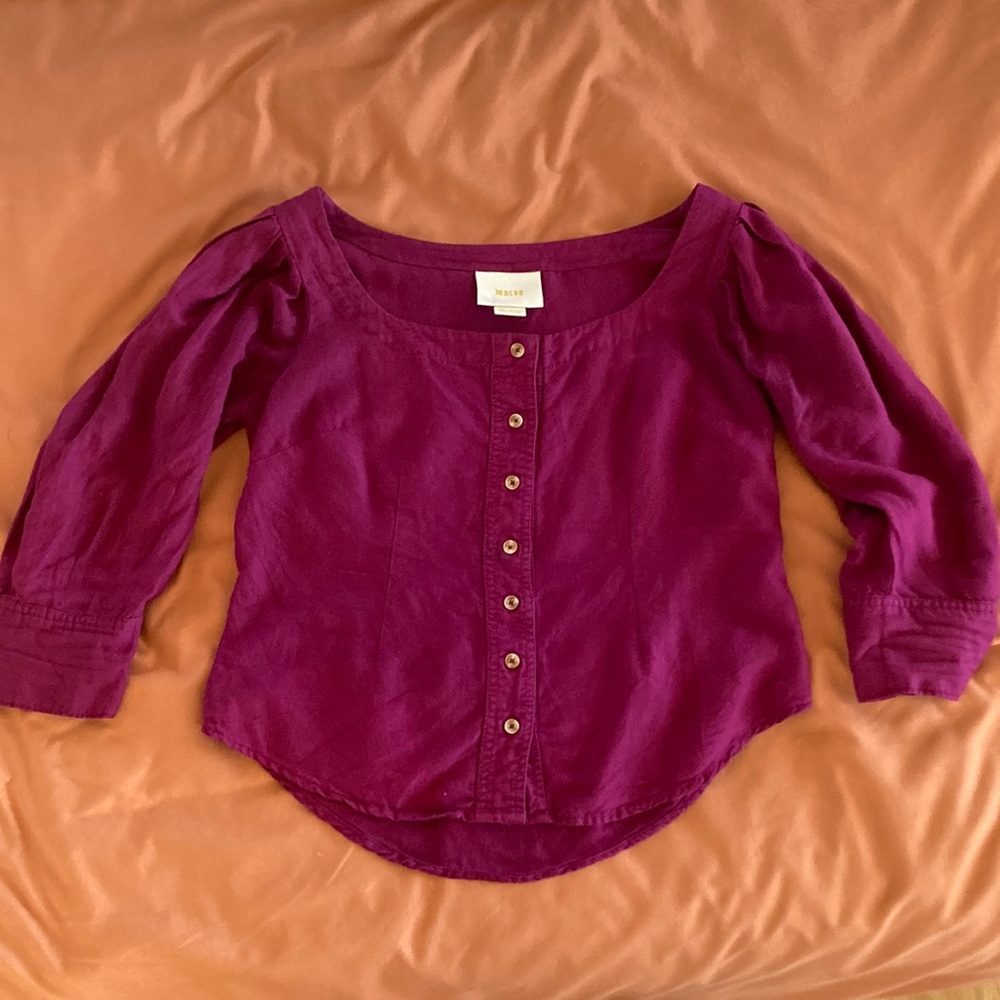 Anthropologie 00P Purple Peasant Blouse by Maeve.